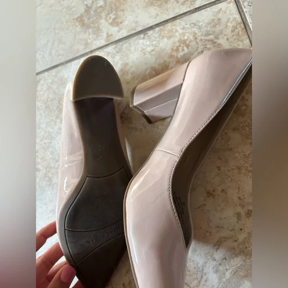 Marc Fisher minimalist Pointed Block Heel Pumps - Nude Pink - Picture 4 of 5